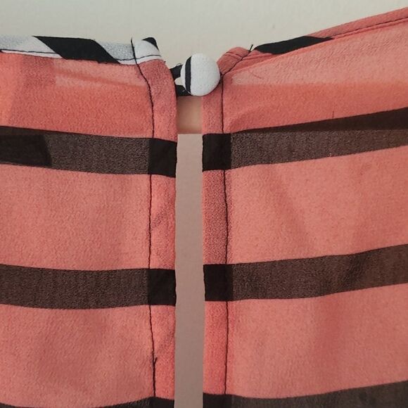 TORRID | EUC Georgette Striped Sheer Chiffon Blouse Top Open Button Back… - Picture 5 of 8